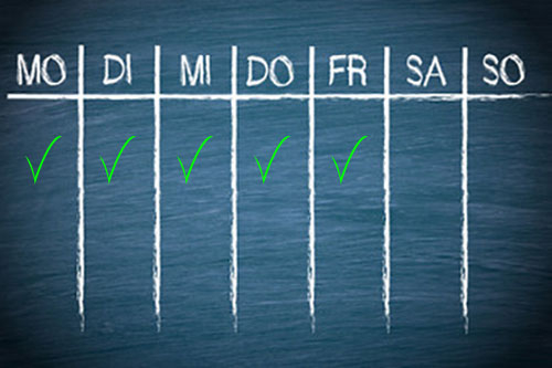 Tabelle/Plan Montag bis Freitag